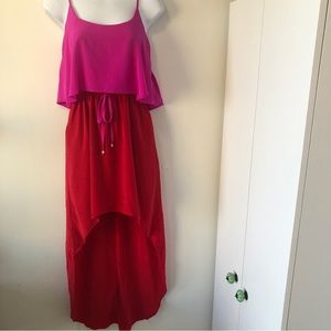 Single 100% Silk‎ High-Low Dress Magenta/Red - Sz XS - EUC